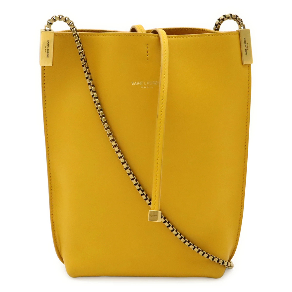 SAINT LAURENT PARIS YSL Yves Hobo Bag Shoulder Chain Yellow Pass Case